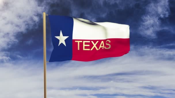 Texas flagge mit titel weht im wind. Looping Sun Aufgang Stil. Animationsschleife — Stockvideo