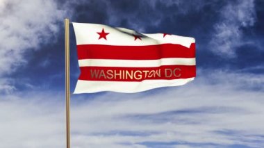 başlığı rüzgarda sallayarak washington dc bayrağı. Döngülü güneş tarzı yükselir. Animasyon döngüsü