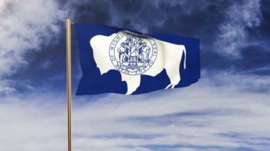 wyoming flag waving in the wind. Green screen, alpha matte. Loopable animation