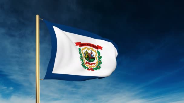 West virginia flag slider style. Waving in the win with cloud background animation — Αρχείο Βίντεο