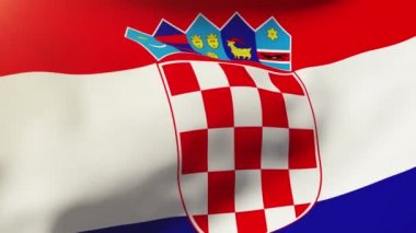 Hırvatistan bayrağı rüzgarda sallayarak. Güneş döngü stil yükselir. Animasyon döngüsü