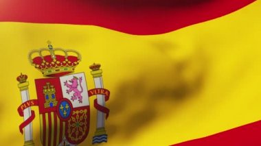 İspanya bayrak rüzgarda sallayarak. Güneş döngü stil yükselir. Animasyon döngüsü