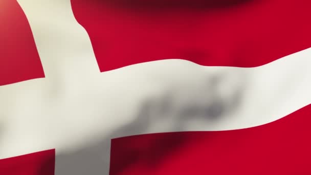 Drapeau du Danemark agitant le vent. Boucle soleil se lève style. Boucle d'animation 