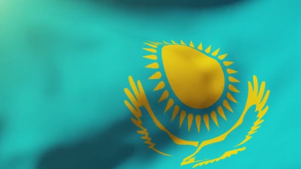 Drapeau du Kazakhstan agitant dans le vent. Boucle soleil se lève style. Boucle d'animation — Video