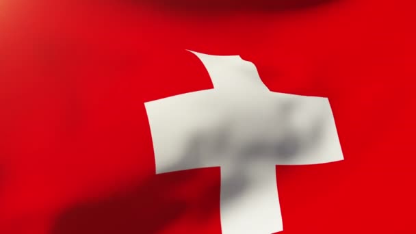 Schweiz flagga vajande i vinden. Looping solen stiger stil. Animation loop — Stockvideo