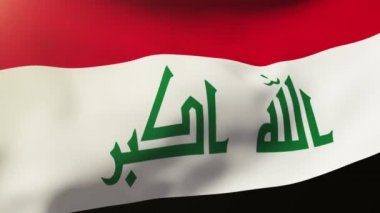 Irak bayrağı rüzgarda sallayarak. Güneş döngü stil yükselir. Animasyon döngüsü
