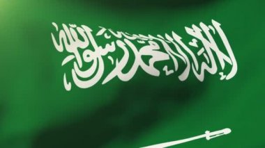 Suudi Arabistan bayrağı rüzgarda sallayarak. Güneş döngü stil yükselir. Animasyon döngüsü