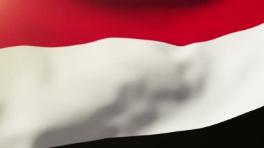 Yemen bayrak rüzgarda sallayarak. Güneş döngü stil yükselir. Animasyon döngüsü