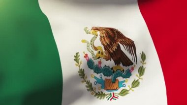 Meksika bayrağı rüzgarda sallayarak. Güneş döngü stil yükselir. Animasyon döngüsü