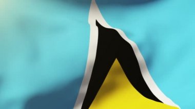 Saint Lucia bayrak rüzgarda sallayarak. Güneş döngü stil yükselir. Animasyon döngüsü
