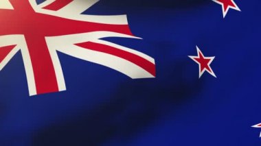 Yeni Zelanda bayrak rüzgarda sallayarak. Güneş döngü stil yükselir. Animasyon döngüsü