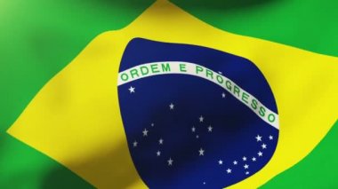 Brezilya bayrak rüzgarda sallayarak. Güneş döngü stil yükselir. Animasyon döngüsü
