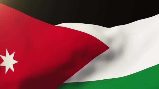 La bandiera giordana sventola nel vento. Looping sole sorge stile. Ciclo di animazione — Video Stock