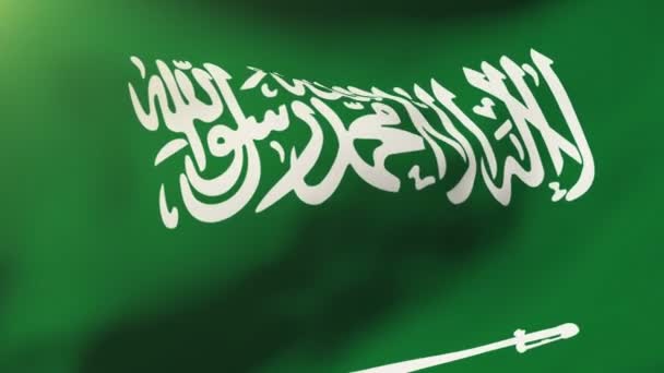 Saúdská Arábie vlajka mávání ve větru. Opakování slunce stoupá stylu. Animace smyčka — Stock video