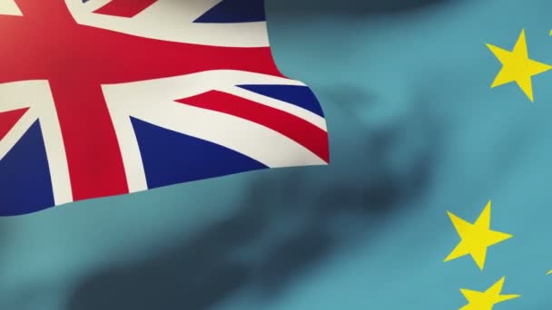 Bandiera Tuvalu sventola nel vento. Looping sole sorge stile. Ciclo di animazione — Video Stock