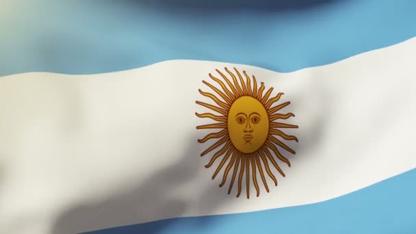 Argentina flagga vajande i vinden. Looping solen stiger stil. Animation loop — Stockvideo