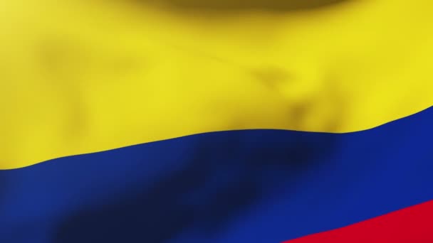 コロンビアの国旗が風になびかせて。スタイルを昇る太陽をループします。アニメーションのループ — ストック動画