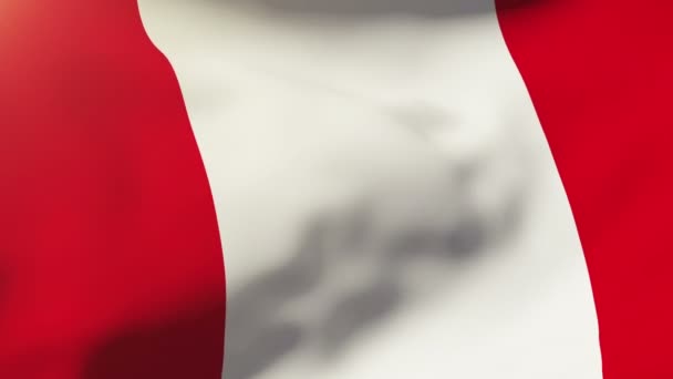 La bandiera del Perù sventola nel vento. Looping sole sorge stile. Ciclo di animazione — Video Stock