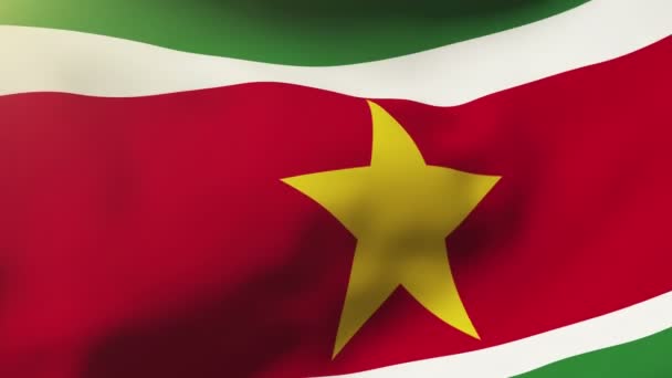 Drapeau du Suriname agitant le vent. Boucle soleil se lève style. Boucle d'animation 