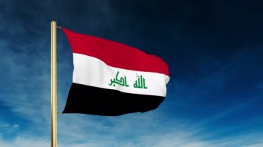 Irak bayrağı kaymak tarzı. Bulut arka plan animasyon galibiyetle sallayarak