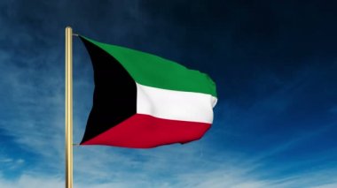 Kuveyt bayrağı kaymak tarzı. Bulut arka plan animasyon galibiyetle sallayarak