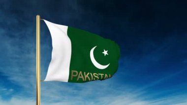Başlık ile Pakistan bayrağı kaydırıcı tarzı. Bulut arka plan animasyonu ile rüzgarda el sallayarak