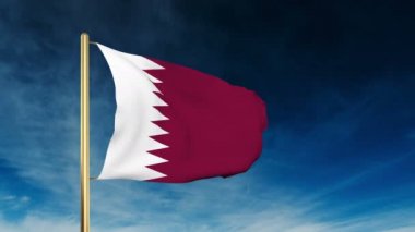 Katar bayrağı kaydırıcı tarzı. Bulut arka plan animasyonu ile galibiyette el sallayarak