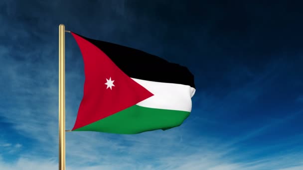 Jordansk flaggstil. Vink i seier med skybakgrunnsanimasjon – stockvideo