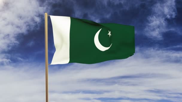 Bandeira do Paquistão acenando ao vento. Ecrã verde, alfa fosco. Animação solta — Vídeo de Stock