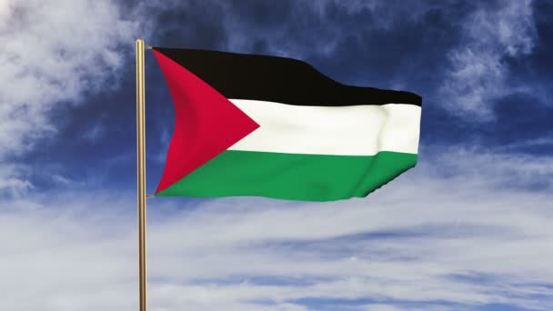바람에 흔들리는 팔레스타인 국기. 녹색 화면, 알파 매트. 반복 가능한 애니메이션 — 비디오