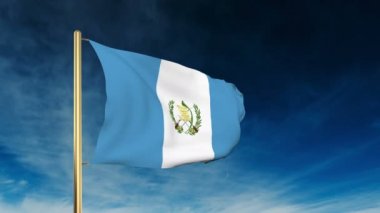 Guatemala bayrak kaydırıcı tarzı. Bulut arka plan animasyonu ile galibiyette el sallayarak