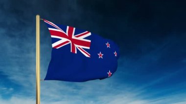 Yeni Zelanda bayrak kaydırıcı tarzı. Bulut arka plan animasyonu ile galibiyette el sallayarak