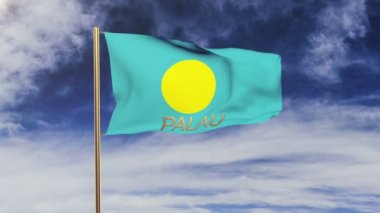 Palau bayrağı ve unvanı rüzgarda sallanıyor. Döngülü güneş tarzı yükselir. Animasyon döngüsü