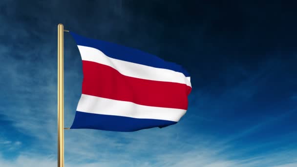 Costa Rica flag slider style. Waving in the win with cloud background animation — Stock Video