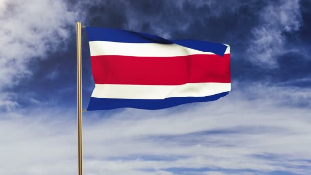 Costa Rica vlag zwaaiende in de wind. Groen scherm, alpha matte. Loop bare animatie — Stockvideo