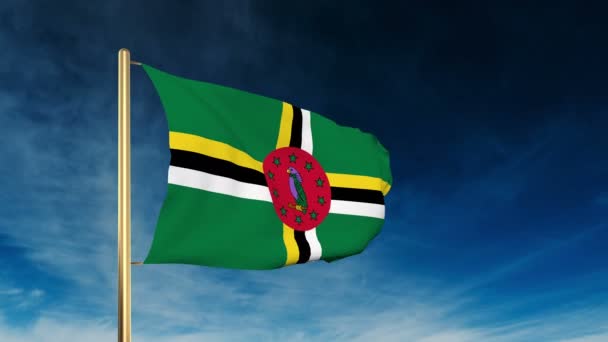 Dominica vlag Slider stijl. Wuivende in de overwinning met Cloud achtergrond animatie — Stockvideo