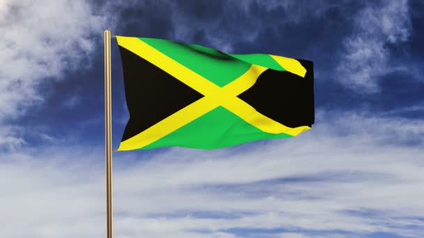 Jamaica vlag zwaaiende in de wind. Groen scherm, alpha matte. Loop bare animatie — Stockvideo