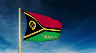 Başlık ile Vanuatu bayrak kaydırıcı tarzı. Bulut arka plan animasyonu ile rüzgarda el sallayarak