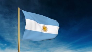 Arjantin bayrak kaydırıcı tarzı. Bulut arka plan animasyonu ile galibiyette el sallayarak