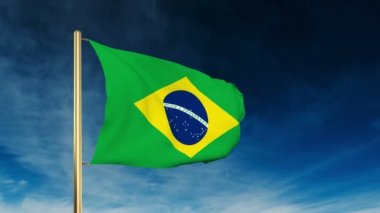 Brezilya bayrak kaydırıcı tarzı. Bulut arka plan animasyonu ile galibiyette el sallayarak