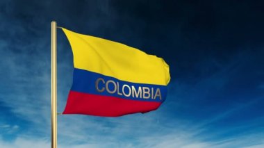 Başlık ile Kolombiya bayrak kaydırıcı tarzı. Bulut arka plan animasyonu ile rüzgarda el sallayarak