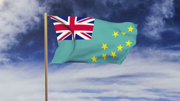 Tuvalu flag waving in the wind. Green screen, alpha matte. Loopable animation — Stock Video