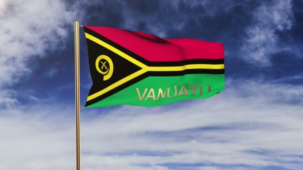 Vanuatu zászló címmel integetett a szél. Looping v. emelkedik stílus. Animáció-hurok — Stock videók