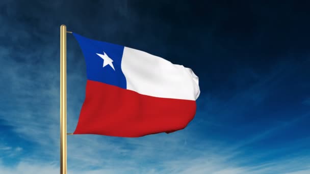 Estilo deslizante bandeira do Chile. Acenando na vitória com animação de fundo em nuvem — Vídeo de Stock