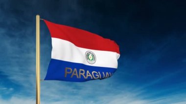 Paraguay bayrak kaymak başlık stiliyle. Bulut arka plan animasyon ile rüzgarda sallayarak
