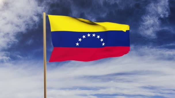 Bandera de Venezuela ondeando en el viento. Pantalla verde, alfa mate. Animación Loopable — Vídeos de Stock
