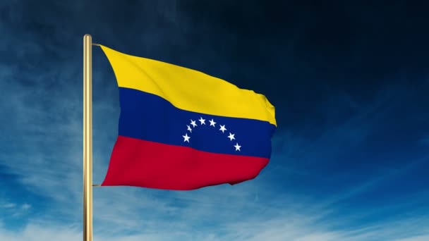 Venezuela bandera estilo deslizante. Saludando en la victoria con la animación de fondo en la nube — Vídeo de stock