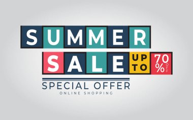 İndirimli Vektör illüstrasyonlu yaz indirimi pankartı tasarımı