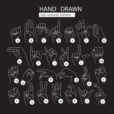 Değişik işaretler, semboller, parmak pozları ve iletişim simgelerinin yer aldığı siyah el hareketi koleksiyonu etkileyici sanat eserleri, insan duyguları ve yaratıcı görsel çizimler için idealdir..