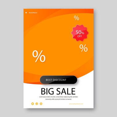 Gradyan dikey satış poster şablonu modern fotoğraf düzeni tipografisi ve renkli arkaplan perakende alışveriş promosyonları ve sosyal medya reklamları için mükemmel